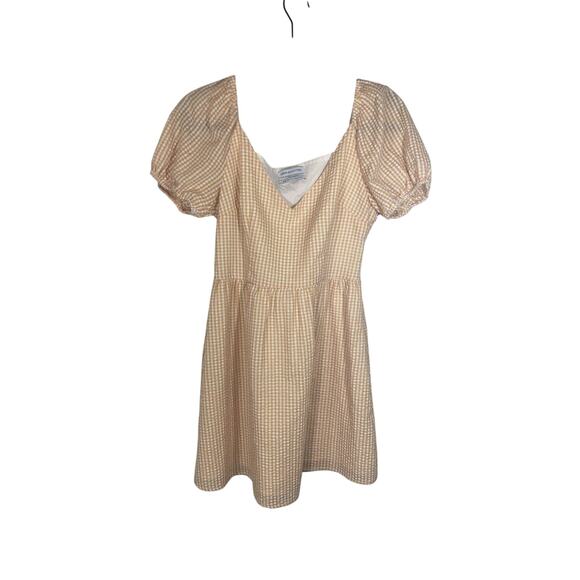 Urban Outfitters Orange Fitted Cottage Core Gingham Dress - Picture 1 of 5